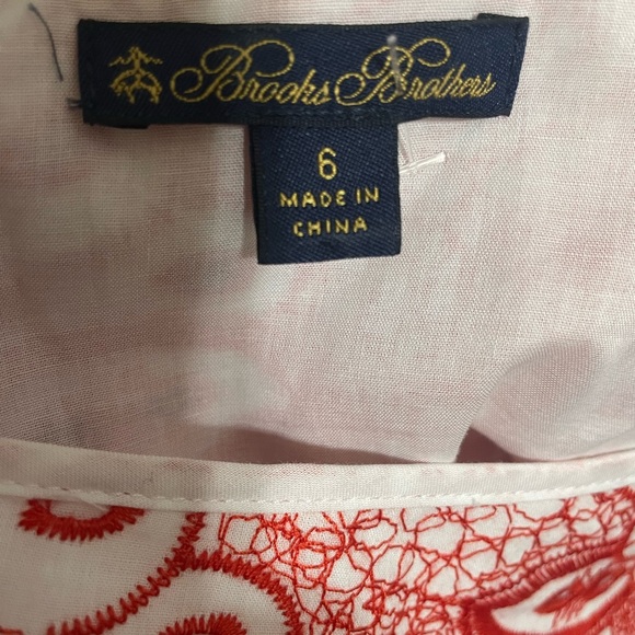 Brooks Brothers Embroidered Red Dress Size 6 Fit And Flare - Picture 6 of 8